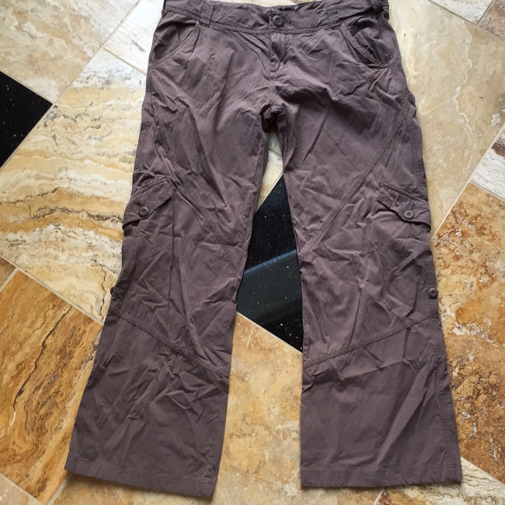 PrAna Superstretch mid rise button tab pant/capris